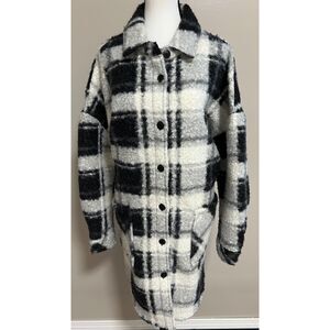 RD Style Black and White Checked Boucle Shacket. Size M.